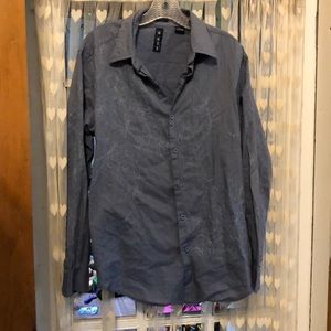 Men’s button up shirt with flower embroidery